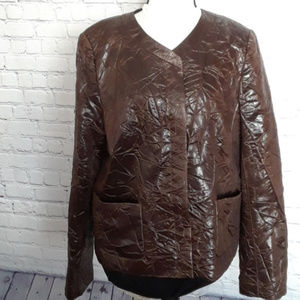 LAFAYETTE 148 Brown Crinkled Button Jacket